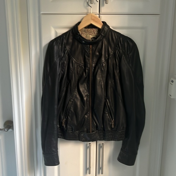 Ted Baker dark brown leather jacket in size 1 - Picture 5 of 5